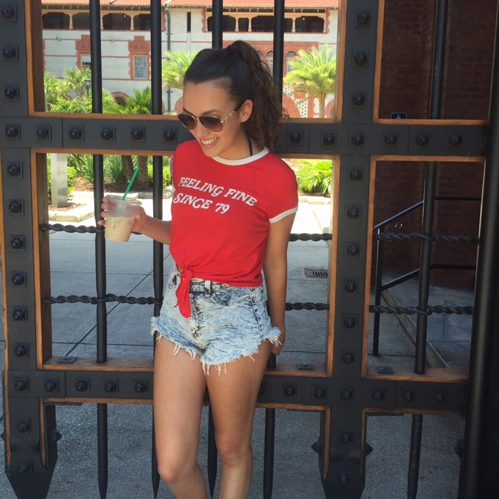 Red Graphic Tee Crop Top